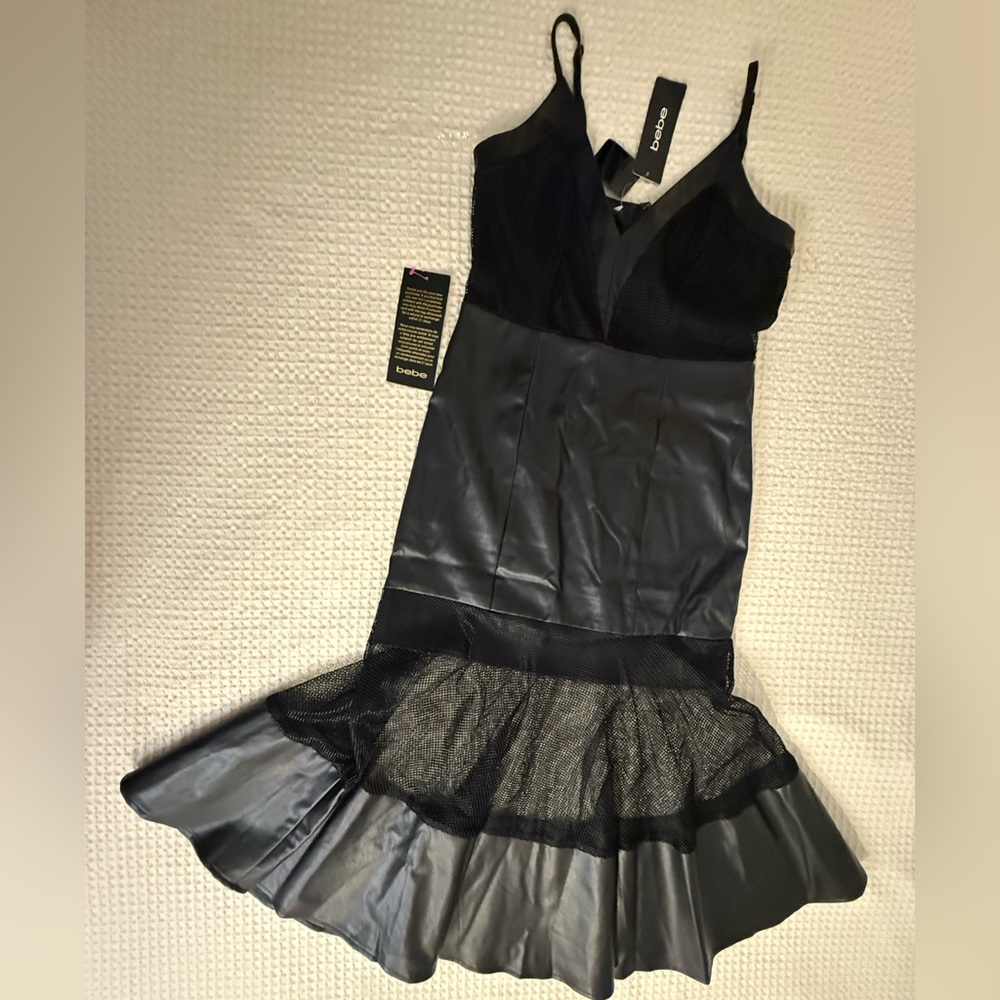 Black vegan leather dress NWT